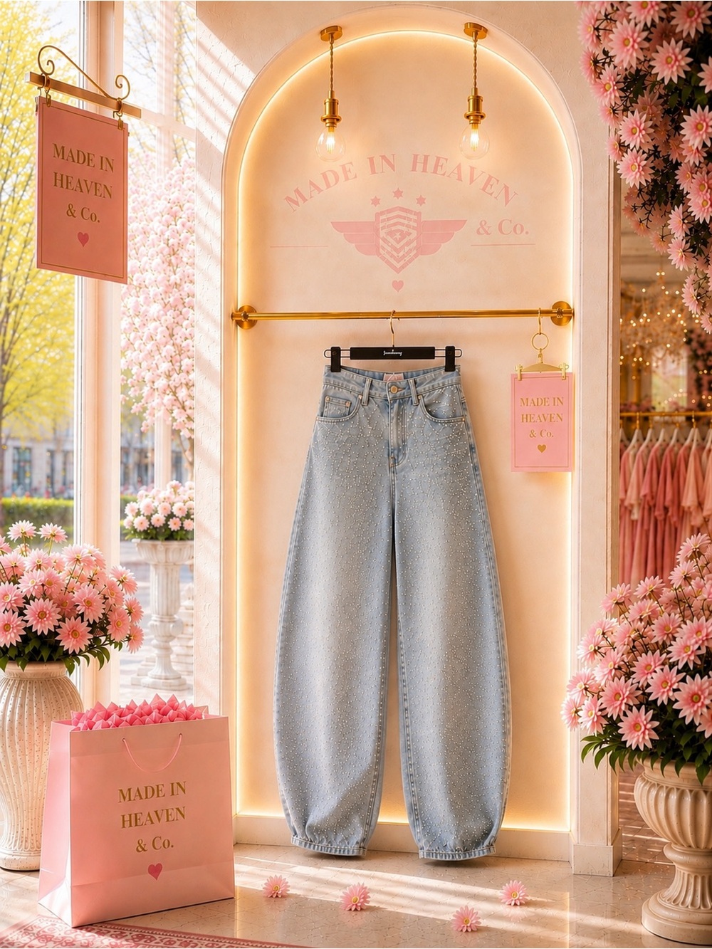 Made in Heaven RHINESTONES  Women's Light Wash barrels style